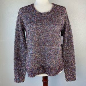 NWT No Boundaries Colorful Feather Yarn Sweater Size L Juniors